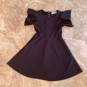 Gorlya black dress with ruffle sleeves